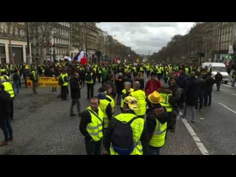 'Yellow vest' protesters gather in Paris for 16th week