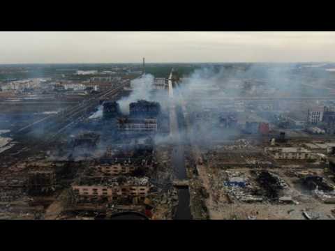 Aerial images after huge blast at China chemical plant