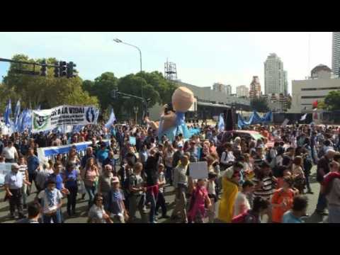 Thousands of anti-abortion protesters march in Buenos Aires