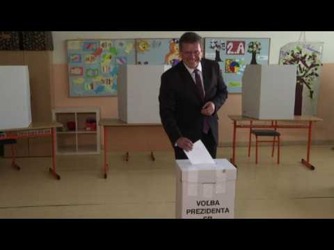 Slovak presidential candidate Maros Sefcovic votes in Bratislava