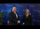 Mike Pompeo meets Federica Mogherini in Brussels