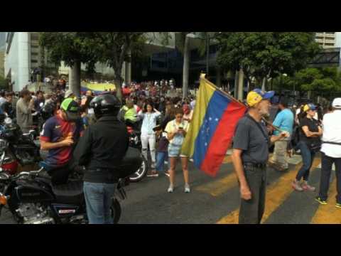 Guaido supporters protest in Caracas in fifth day of blackout