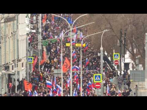 Russians march in memory of slain Boris Nemtsov