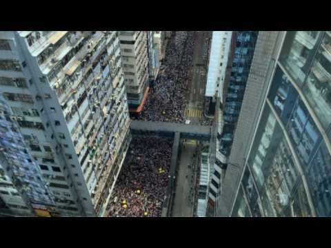 Aerial images: Huge anti-extradition law protest in Hong Kong