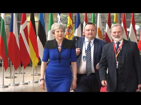 British PM Theresa May arrives for EU summit