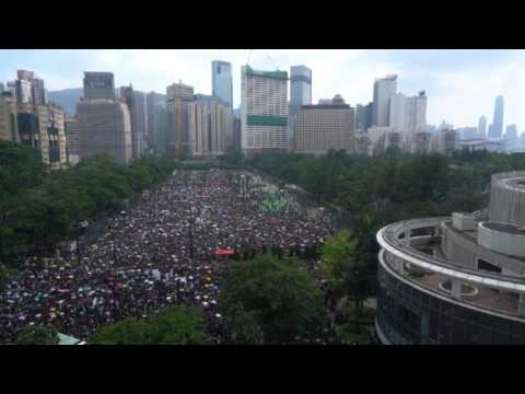 Huge rally starts in Hong Kong