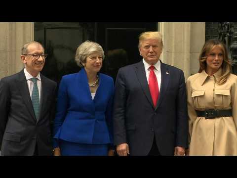 Theresa May and Donald Trump meet outside 10 Downing Street