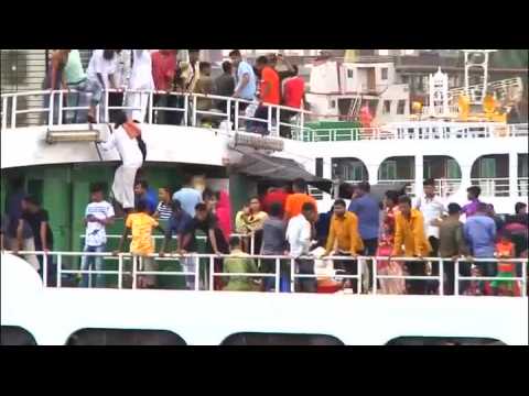 Watch: Bangladeshis crowd trains and ferries hoping to make it home for Eid