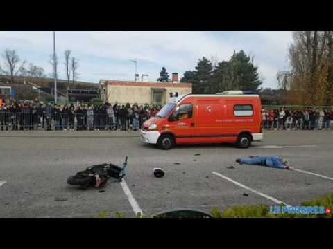 Rhône : simulation d'accident pour un exercice de sécurité routière