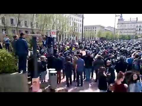 Manifestation des motards à Lyon