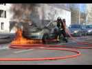 Incendie d'un v&eacute;hicule  dans le centre de Vesoul - Label : L'Est Républicain - Category : News