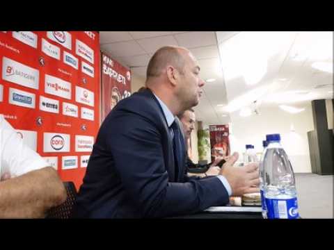 Aurélien Fortier, nouveau président du SLUC Nancy Basket, au micro