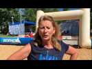 Joëlle Demouge anime les match de Beach handball à la Ponta'beach