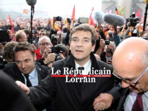 Arnaud Montebourg annonce à Florange "un bras de fer difficile avec ArcelorMittal"