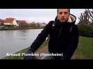 Arnaud, cycliste, sur la piste du canal de la Marne au Rhin