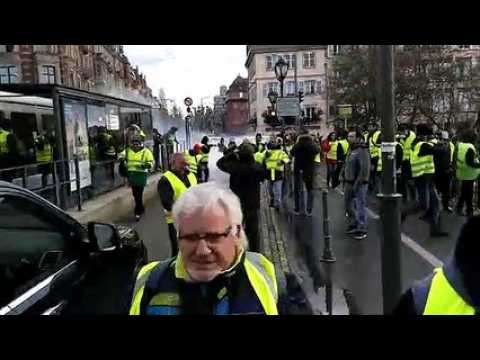 Incident à la manifestation de Strasbourg des gilets jaunes, gaz lacrymogène