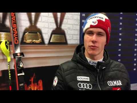 Le Vosgien Clément Noël réagit après sa victoire à Kitzbühel
