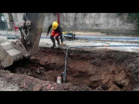 Chantier de la rue du Général-Leclerc à Remiremont, qui avance selon le calendrier prévu.