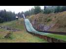 Démonstration au tremplin de saut à ski de Lispach à La Bresse