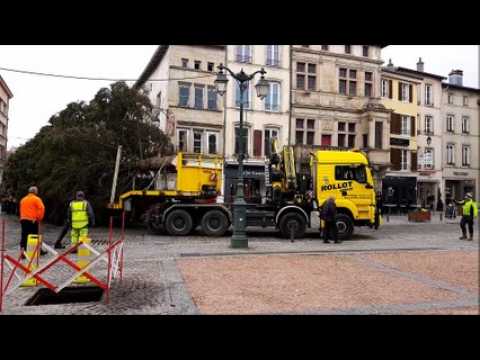 L'installation du sapin de Noël à Epinal