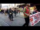 Début du cortège des manifestants rassemblés pour la journée d'action du 19 mars à Strasbourg