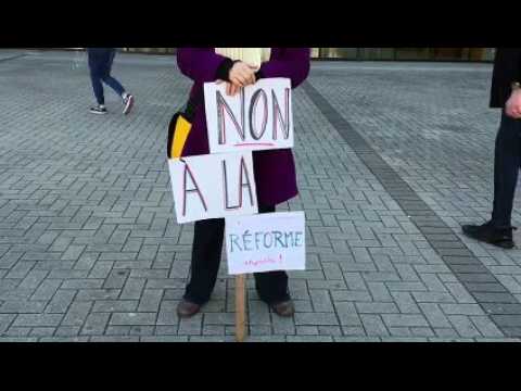 Les enseignants du lycée Schuman de Haguenau mobilisés contre la réforme Blanquer.