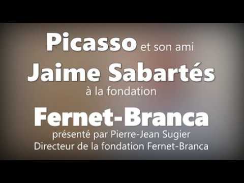 Picasso et son ami Jaime Sabartés à la fondation Fernet-Branca à Saint-Louis (France / Alsace)