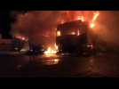 Trois camions de transport prennent feu &agrave; Pouxeux - Label : Vosges Matin - Category : News