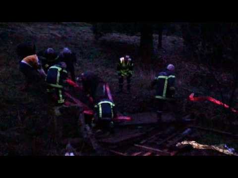 Sauvetage d'un âne prisonnier d'une mare de boue par les pompiers