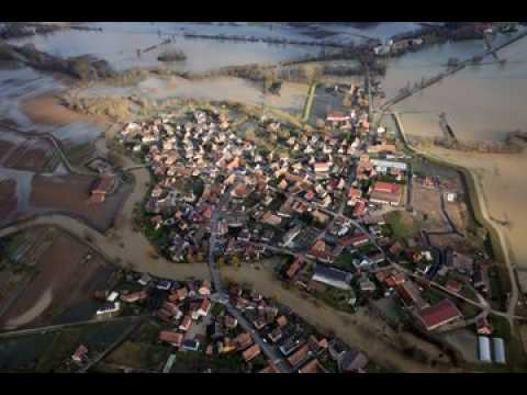 Crue de l'Ill: la plaine d'Alsace vue du ciel