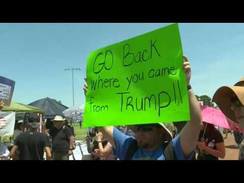 Protesters gather ahead of Trump's arrival in El Paso