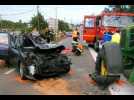 Voiture contre tracteur : apres l'accident en...