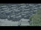 AFPTV EXCLUSIVE: Chinese military personnel parade near Hong Kong border