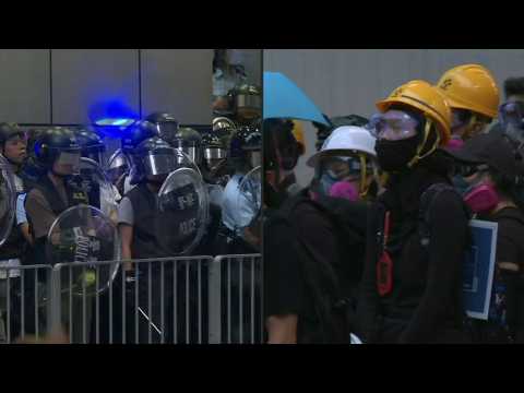 Protesters and police stand off in Hong Kong's Mongkok district
