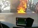 Un bus prend feu près des Halles