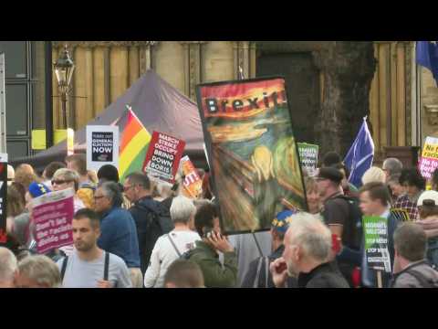 Brexit: Protest outside Parliament ahead of Brexit showdown