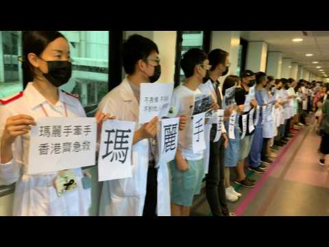 Hong Kong medical workers show support for pro-democracy protesters