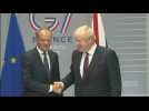 Johnson meets EU's Donald Tusk at G7 summit