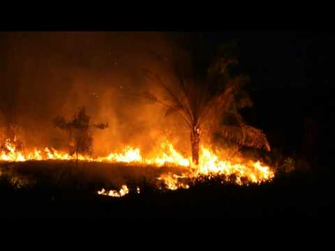 Images of wildfires at night in Brazilian Amazon