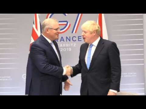 G7: UK PM Boris Johson meets Australian PM Morrison
