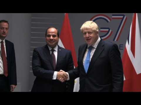 G7: Boris Johnson meets Egyptian President Sissi
