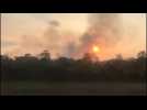 Images of cloud smoke over Amazon forest in southeast Peru