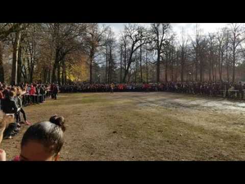 Le départ des benjamins au cross de l'UNSS 54