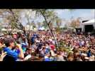 La retransmission du quart de finale de la Coupe du monde au camping des Eurockéennes