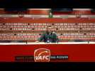Le coach nancéien Patrick Gabriel en conférence de presse après la victoire de l'ASNL à Valenciennes