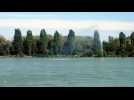 Les premières images du nouveau jet d'eau du lac de Vaivre (Haute-Saône)