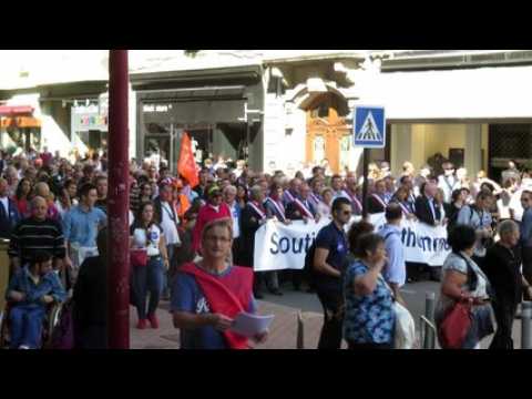 Belfort Manif soutien Alstom Elus en tête