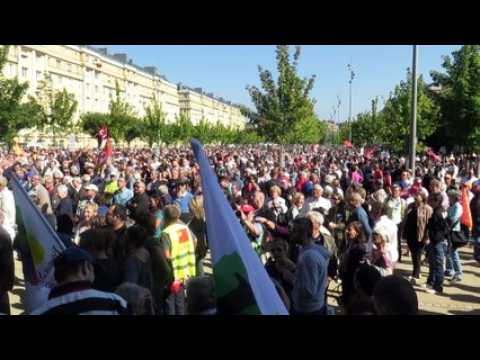 Manif Alstom Belfort départ de la Maison du peuple