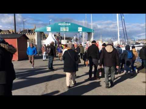 Ambiance avant le départ de la route du Rhum avec le skipper Louis Burton