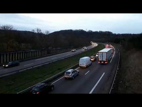 Gilets jaunes Opération escargot sur l'A31 à hauteur de Custines., sens Nancy-Metz